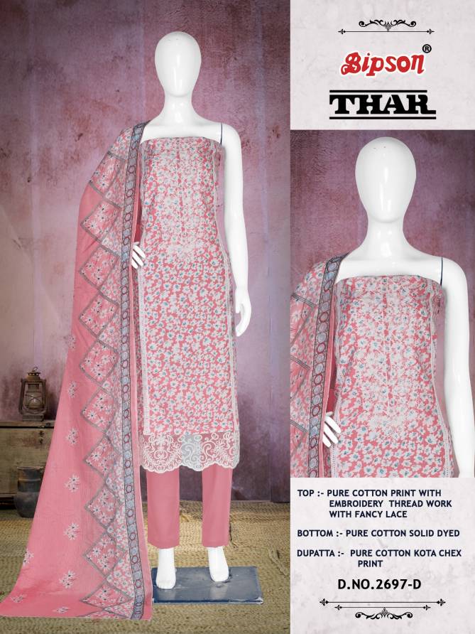 Thar 2697 By Bipson Embroidery Pure Cotton Dress Material Wholesale Market In Surat